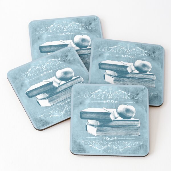 Item preview, Faded Blue Antique Books Stacked With Apple and Chalk designed and sold by Ghoul Enterprises.