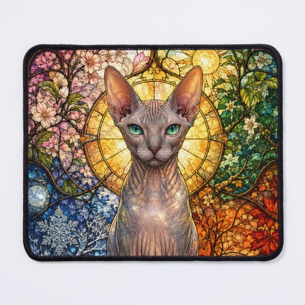 Item preview, The Sphinx of the Four Seasons – Mystical Guardian in Stained Glass designed and sold by Pixel Otaku Gallery.