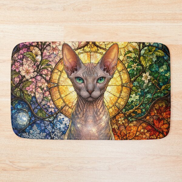 Item preview, The Sphinx of the Four Seasons – Mystical Guardian in Stained Glass designed and sold by Pixel Otaku Gallery.