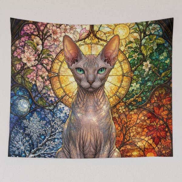 Item preview, The Sphinx of the Four Seasons – Mystical Guardian in Stained Glass designed and sold by Pixel Otaku Gallery.