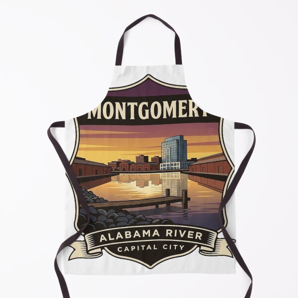 Item preview, Montgomery Alabama River Skyline Vintage Badge Sticker designed and sold by DetourDgn.
