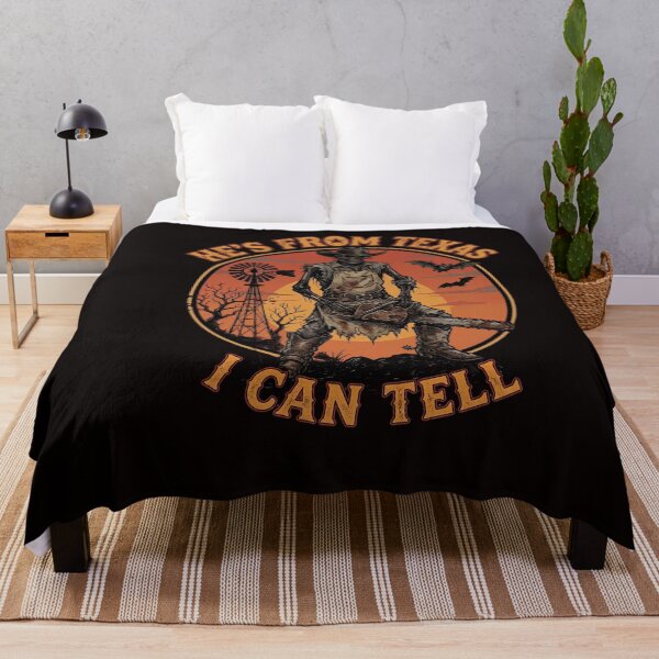 Item preview, He's from Texas I Can Tell Chainsaw Horror Halloween Graphic Funny Quote designed and sold by w66aboo.