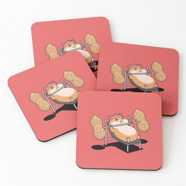 Item preview, Cute Hamster Bench Pressing Peanut Barbell Gym Art designed and sold by Rare By Hero.