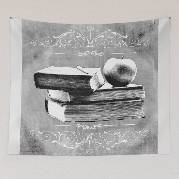 Item preview, Antique Books Stacked With Apple and Chalk designed and sold by Ghoul Enterprises.