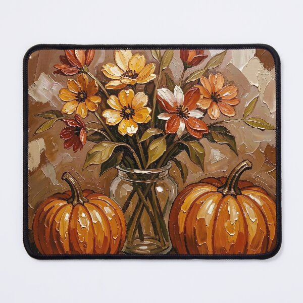 Item preview, Autumn Pumpkins and Flowers designed and sold by Serene Strokes Art.
