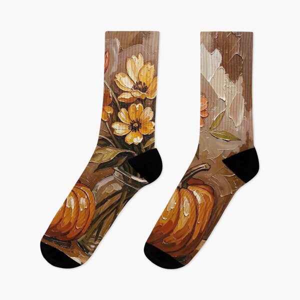 Item preview, Autumn Pumpkins and Flowers designed and sold by Serene Strokes Art.