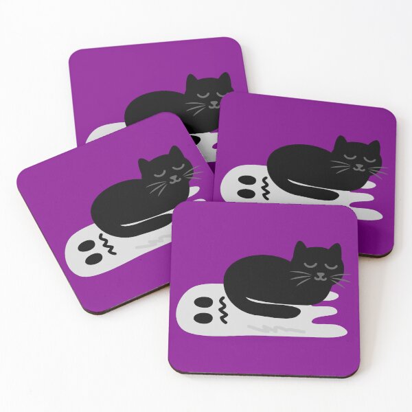 Item preview, Funny Halloween Black Cat - Cat Sleeping on a Flattened Ghost designed and sold by fishdesigns.