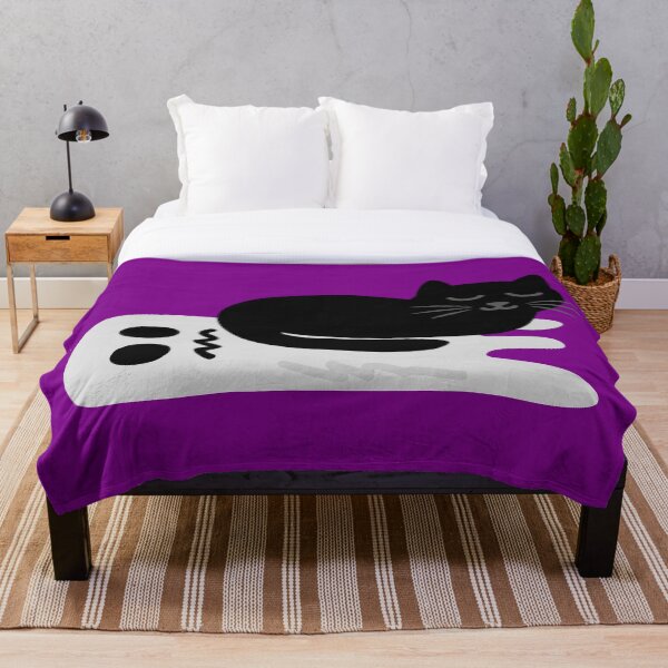Item preview, Funny Halloween Black Cat - Cat Sleeping on a Flattened Ghost designed and sold by fishdesigns.