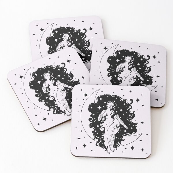 Item preview, Celestial Moon Goddess Line Art Illustration designed and sold by MaryMoonArt.