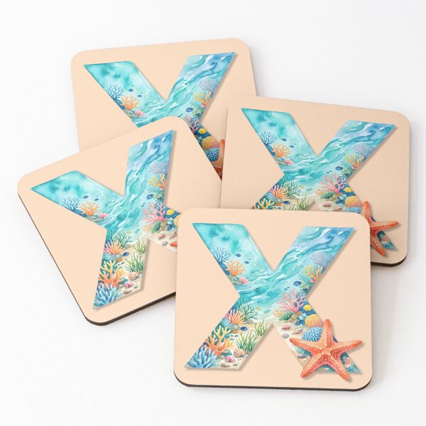Item preview, Ocean Initial X – Underwater Coastal Monogram Design designed and sold by Sea Gem.