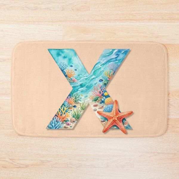 Item preview, Ocean Initial X – Underwater Coastal Monogram Design designed and sold by Sea Gem.