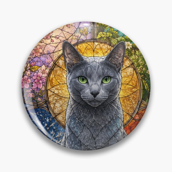 Item preview, The Russian Blue of the Four Seasons – Silvery elegance in stained glass designed and sold by Pixel Otaku Gallery.