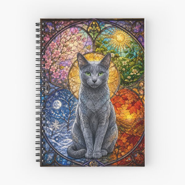 Item preview, The Russian Blue of the Four Seasons – Silvery elegance in stained glass designed and sold by Pixel Otaku Gallery.