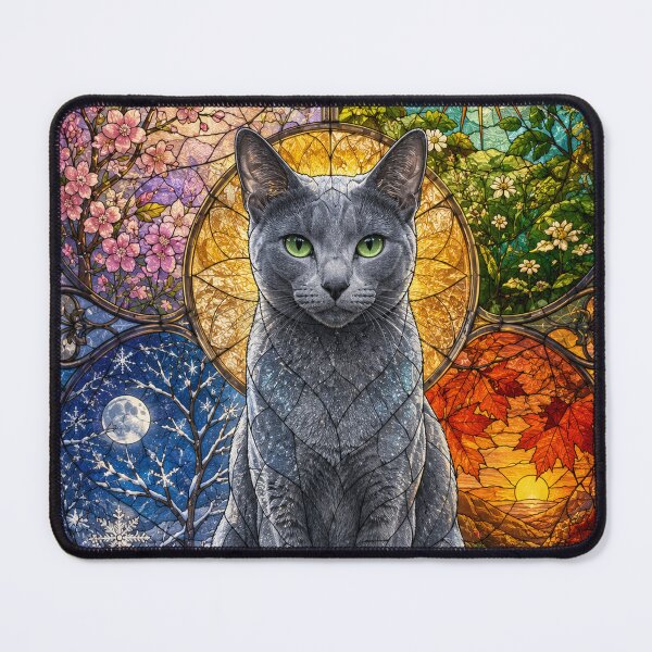 Item preview, The Russian Blue of the Four Seasons – Silvery elegance in stained glass designed and sold by Pixel Sakura Gallery.