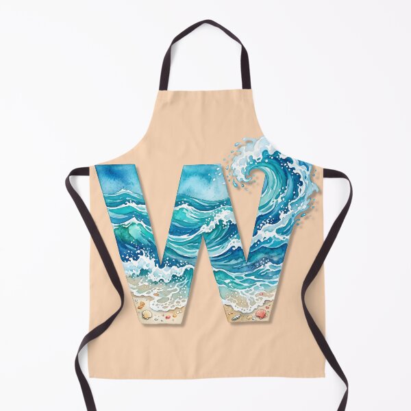 Item preview, Coastal Initial W with Beach Wave – Ocean Surf Monogram Design designed and sold by Sea Gem.