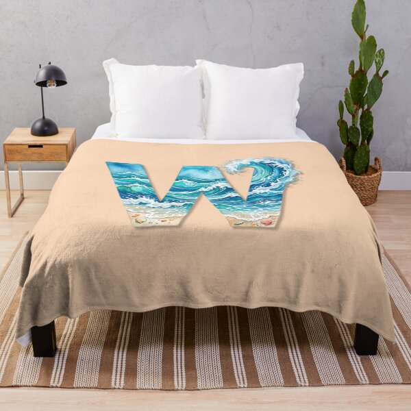 Artikelvorschau, Küsteninitial W mit Strandwelle – Monogramm-Design für die Meeresbrandung entworfen und verkauft von Sea Gem.