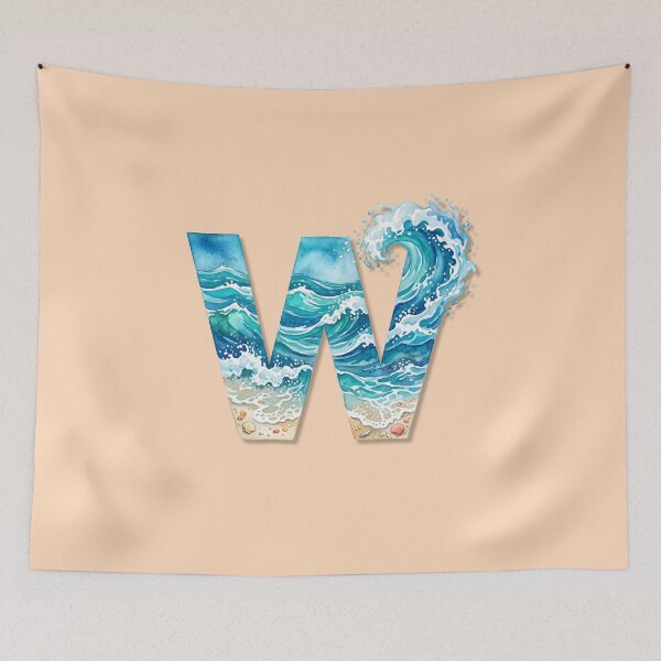 Artikelvorschau, Küsteninitial W mit Strandwelle – Monogramm-Design für die Meeresbrandung entworfen und verkauft von Sea Gem.