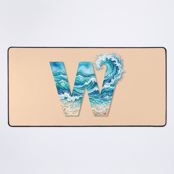 Item preview, Coastal Initial W with Beach Wave – Ocean Surf Monogram Design designed and sold by Sea Gem.
