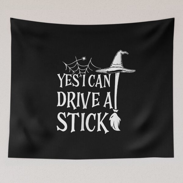 Item preview, Yes I Can Drive A Stick Witch Black Cat Spooky Halloween Funny Graphic designed and sold by macpeterse.