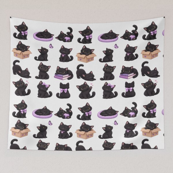 Item preview, Cute Kawaii Black Cat Chibi Sticker Pack for Planners and Halloween Crafts designed and sold by Rehnair.