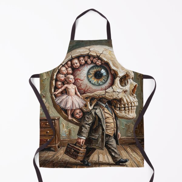 Item preview, Giant Skull Head Businessman Eyeball Doll Heads Impasto Art designed and sold by LujziWorld.