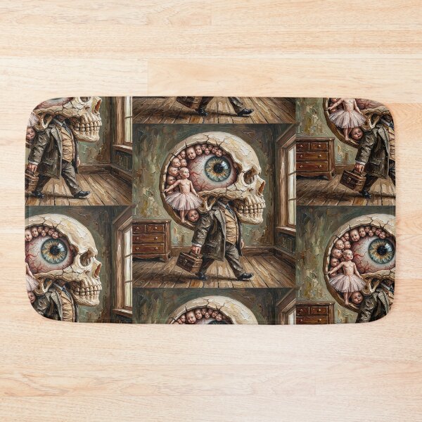 Item preview, Giant Skull Head Businessman Eyeball Doll Heads Impasto Art designed and sold by LujziWorld.