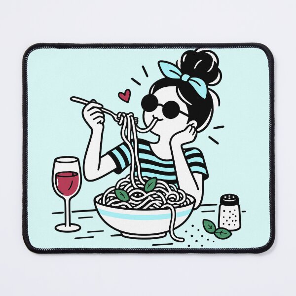 Item preview, Spaghetti And Wine Night Cute Line Art designed and sold by VIVID COLORS CLUB.