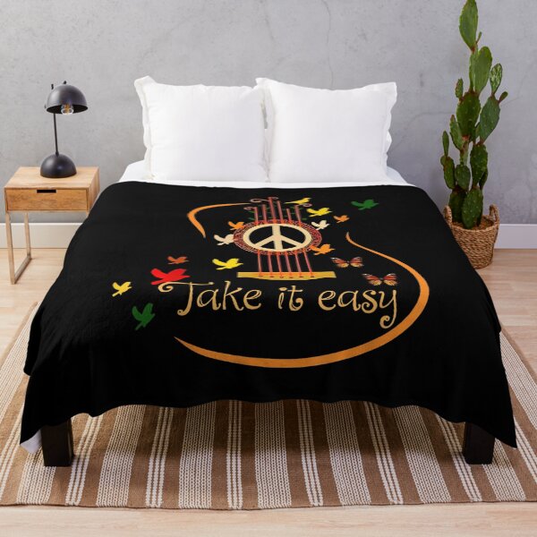 Item preview, Take It Easy Guitar Peace Sign Hippie Vintage Boho Music Graphic designed and sold by macpeterse.