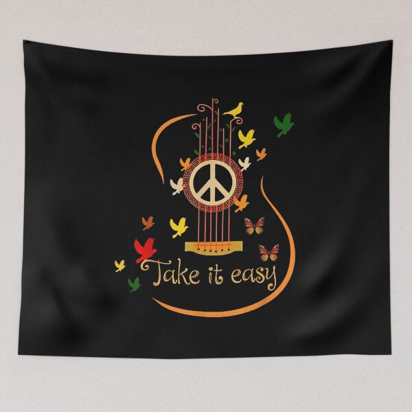 Item preview, Take It Easy Guitar Peace Sign Hippie Vintage Boho Music Graphic designed and sold by macpeterse.
