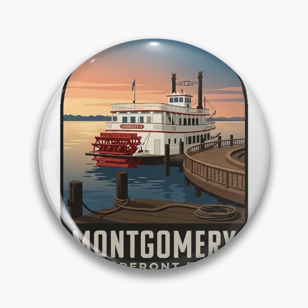 Item preview, Riverfront Park Riverboat Montgomery Alabama Badge Sticker designed and sold by DetourDgn.