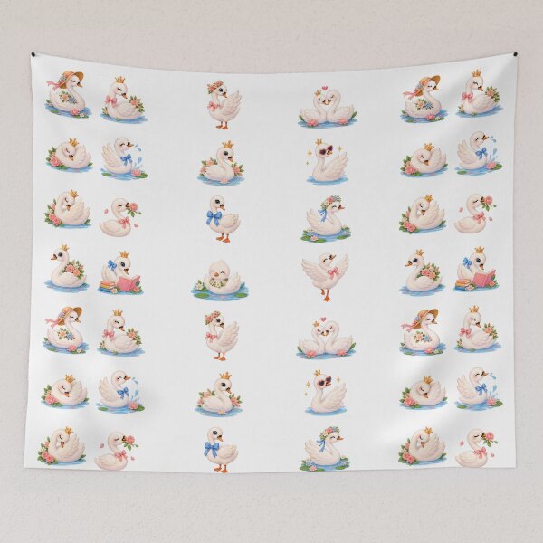 Item preview, Cute Watercolor Swan Princess Sticker Pack, Fairy Tale Nursery Clipart designed and sold by Rehnair.