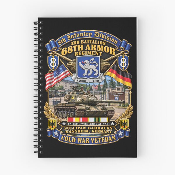 Item preview, 8th Infantry Division Scroll - 3rd Bn 68th Armor Regiment - Sullivan Barracks, Mannheim, Germany - Cold War Vet w COLD SVC - 3D - Enhanced designed and sold by Military Insignia Products.
