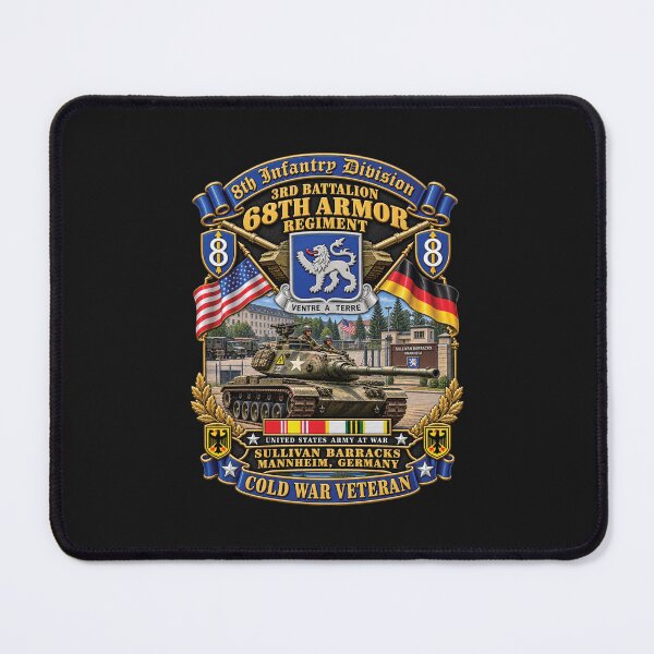 Item preview, 8th Infantry Division Scroll - 3rd Bn 68th Armor Regiment - Sullivan Barracks, Mannheim, Germany - Cold War Vet w COLD SVC - 3D - Enhanced designed and sold by Military Insignia Products.
