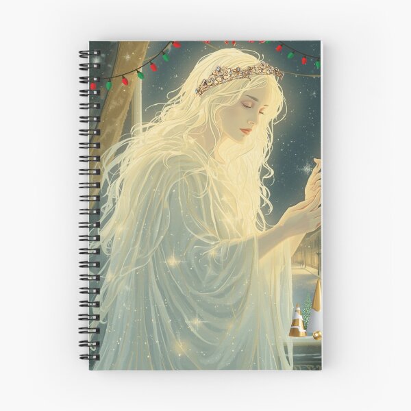 Item preview, Ethereal Winter Angel with Golden Quill | Mystical Christmas Fairy Art designed and sold by VibranPalette.
