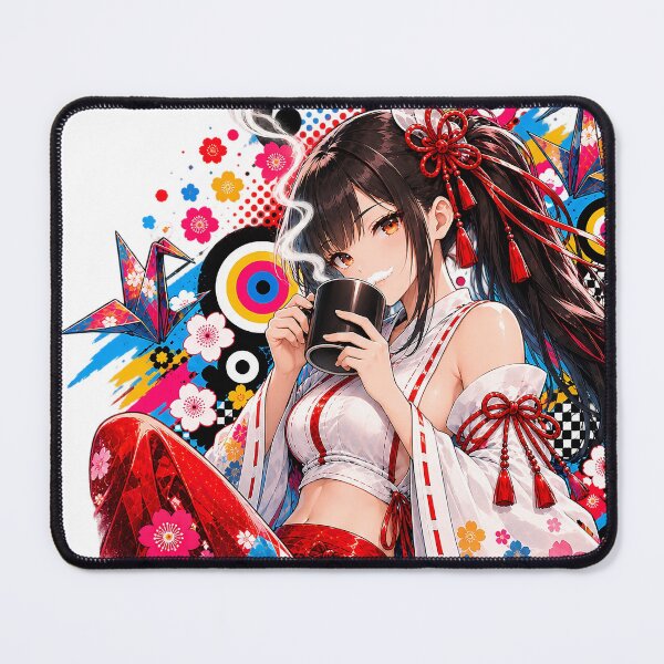 Item preview, Coffee Break Miko – Colorful Japanese Pop Art designed and sold by Neo Edo Studio.