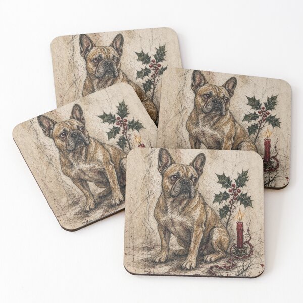 Item preview, Christmas Frenchie – Expressionist French Bulldog with Holly & Candle designed and sold by cipoprimo.