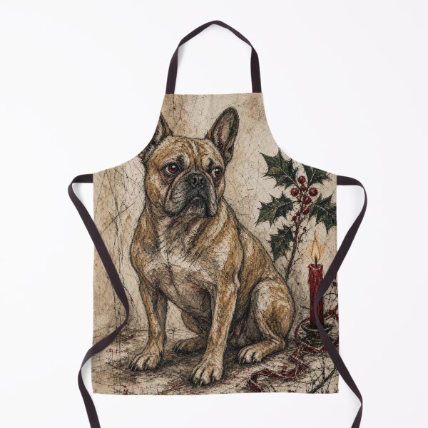 Item preview, Christmas Frenchie – Expressionist French Bulldog with Holly & Candle designed and sold by cipoprimo.