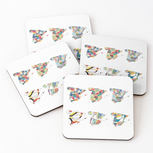 Item preview, Spain Map Set of Six - Colourful Regions Line Art designed and sold by iampaulmorris.