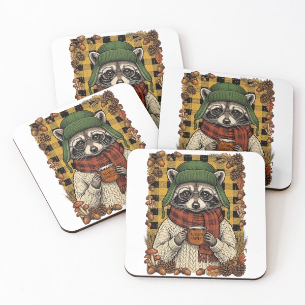 Item preview, Plaid Harvest Raccoon designed and sold by Tiffany Roy.