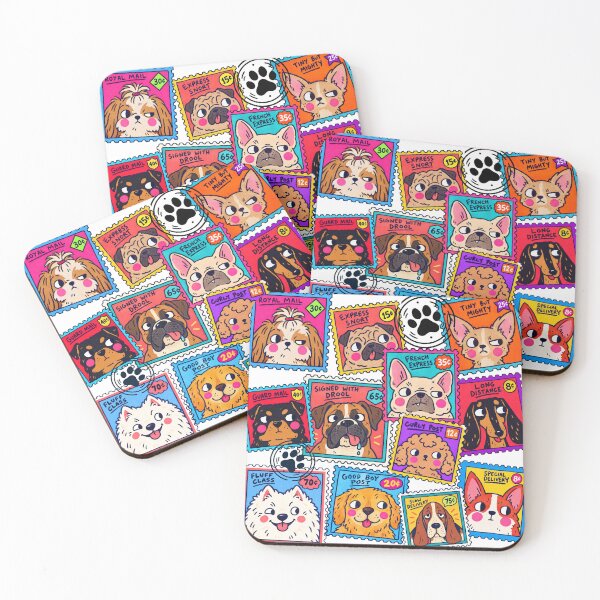 Item preview, Dog Postage Stamps Collage Pattern Art designed and sold by SayMaria.