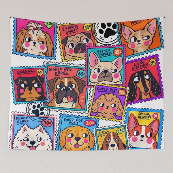 Item preview, Dog Postage Stamps Collage Pattern Art designed and sold by SayMaria.