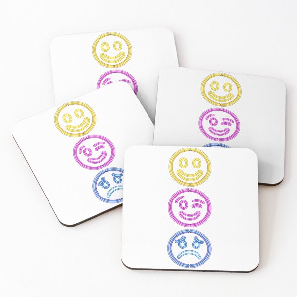 Item preview, Neon Mood Faces - Colorful Glowing Expression Trio designed and sold by DukeNiko.