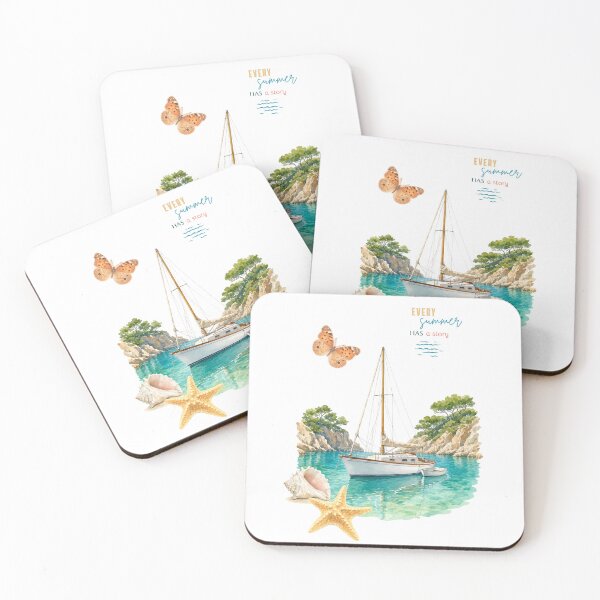 Item preview, Every Summer Has a Story - Watercolor Sailboat in Tropical Bay designed and sold by Dany and Dom.
