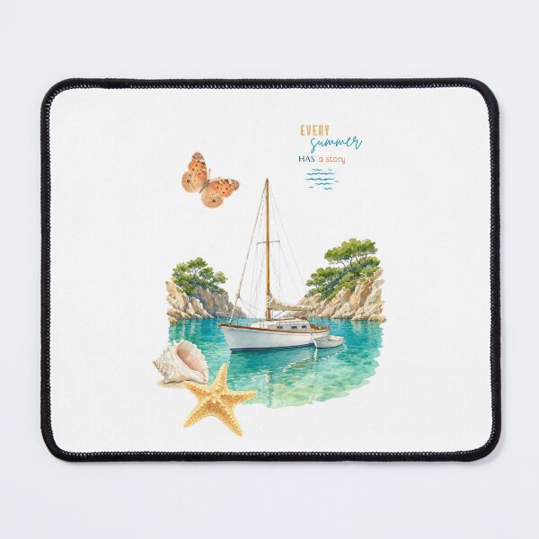 Item preview, Every Summer Has a Story - Watercolor Sailboat in Tropical Bay designed and sold by Dany and Dom.