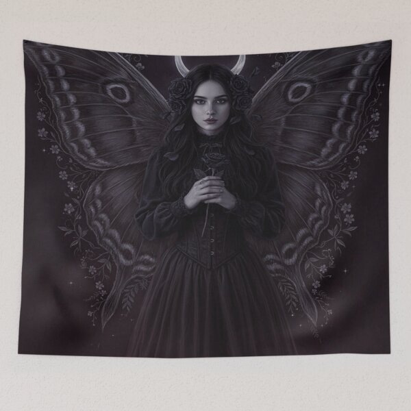 Item preview, Gothic Moth Queen Dark Feminine Witchcore Fantasy designed and sold by JanjjaSoulInk.