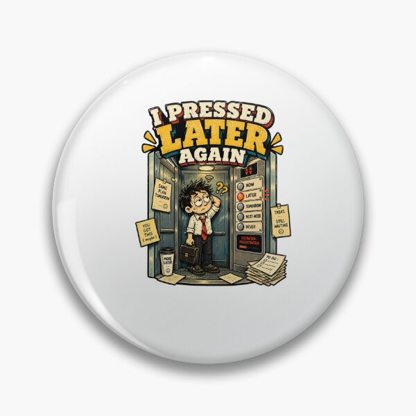 Item preview, I Pressed Later Again – Funny Procrastination & Overthinking Cartoon designed and sold by NarpLTD.