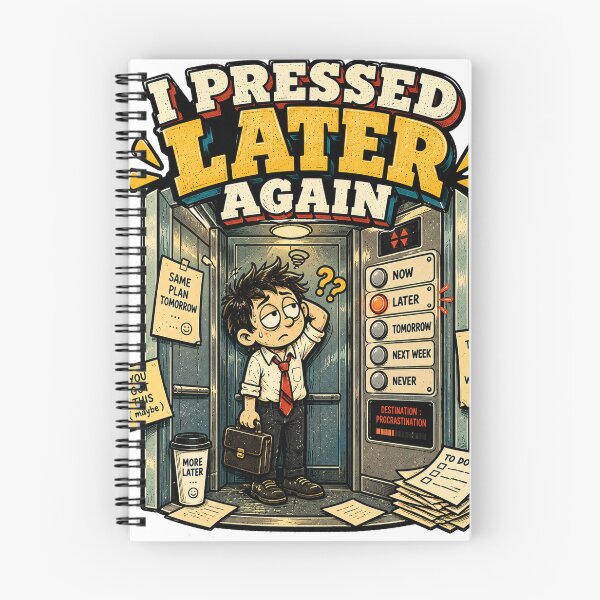 Item preview, I Pressed Later Again – Funny Procrastination & Overthinking Cartoon designed and sold by NarpLTD.