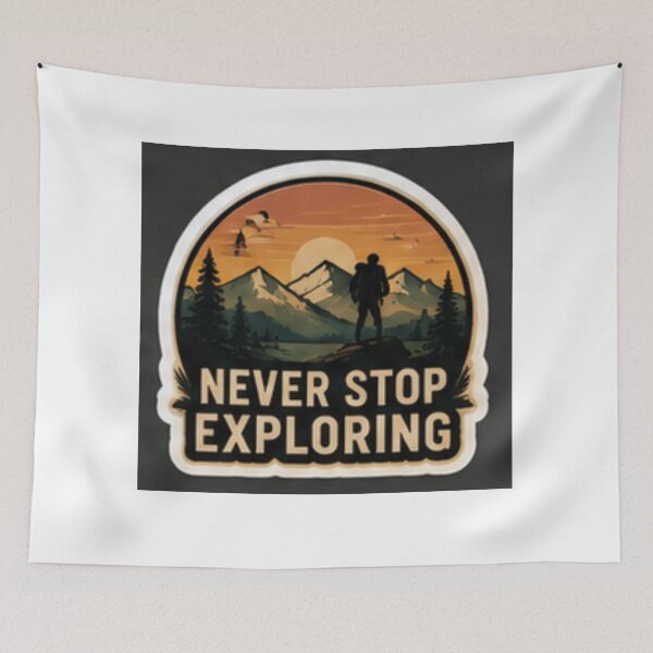 Item preview, Never Stop Exploring Vinyl Sticker - Waterproof Adventure & Mountain Decal for Laptop, Water Bottle, Car, Travel & Luggage designed and sold by everyone cloth house.