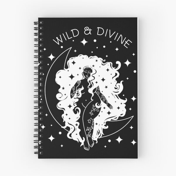 Item preview, Wild & Divine Celestial Moon Goddess White Line Art designed and sold by MaryMoonArt.