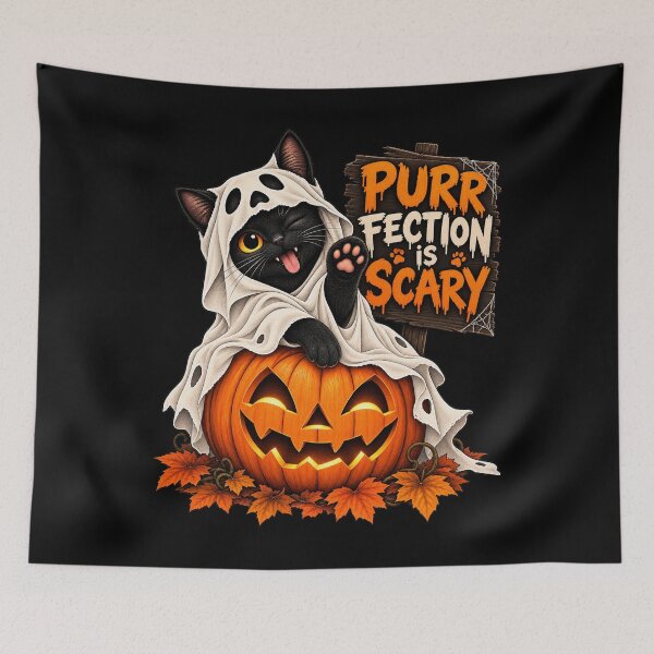 Item preview, Funny Halloween Cat – Purr Fection Is Scary designed and sold by Nexavri Art.